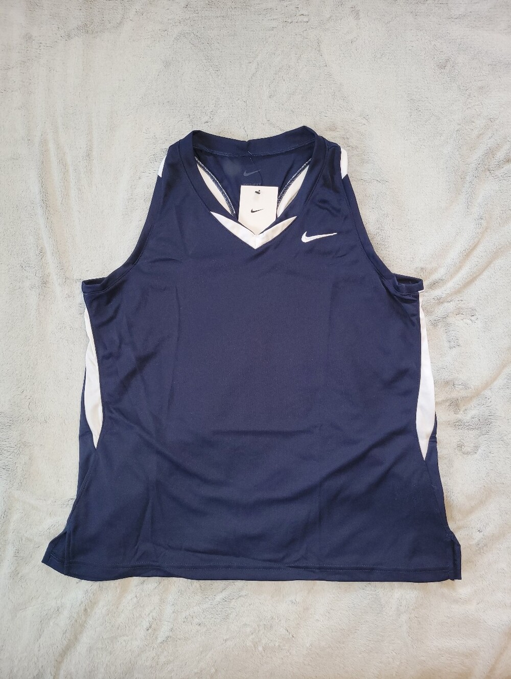 Nike Womens Large Stock Elite Racerback Lacrosse Jersey Tank Top Blue/Wht DO8825